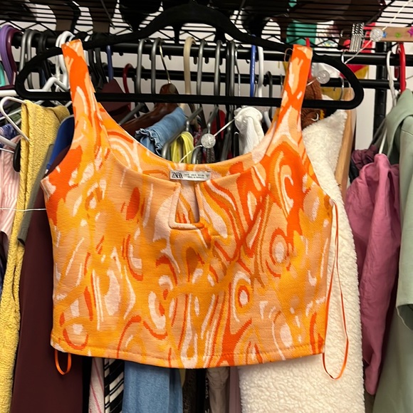 ZARA square neck crop top 🧡 - Picture 1 of 4